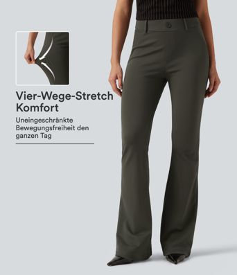 Halara Flex™ - Bootcut-Bürohose mit mittelhohem Bund und Gesäßtaschen Halara Flex™ - Bootcut-Bürohose mit mittelhohem Bund und Gesäßtaschen