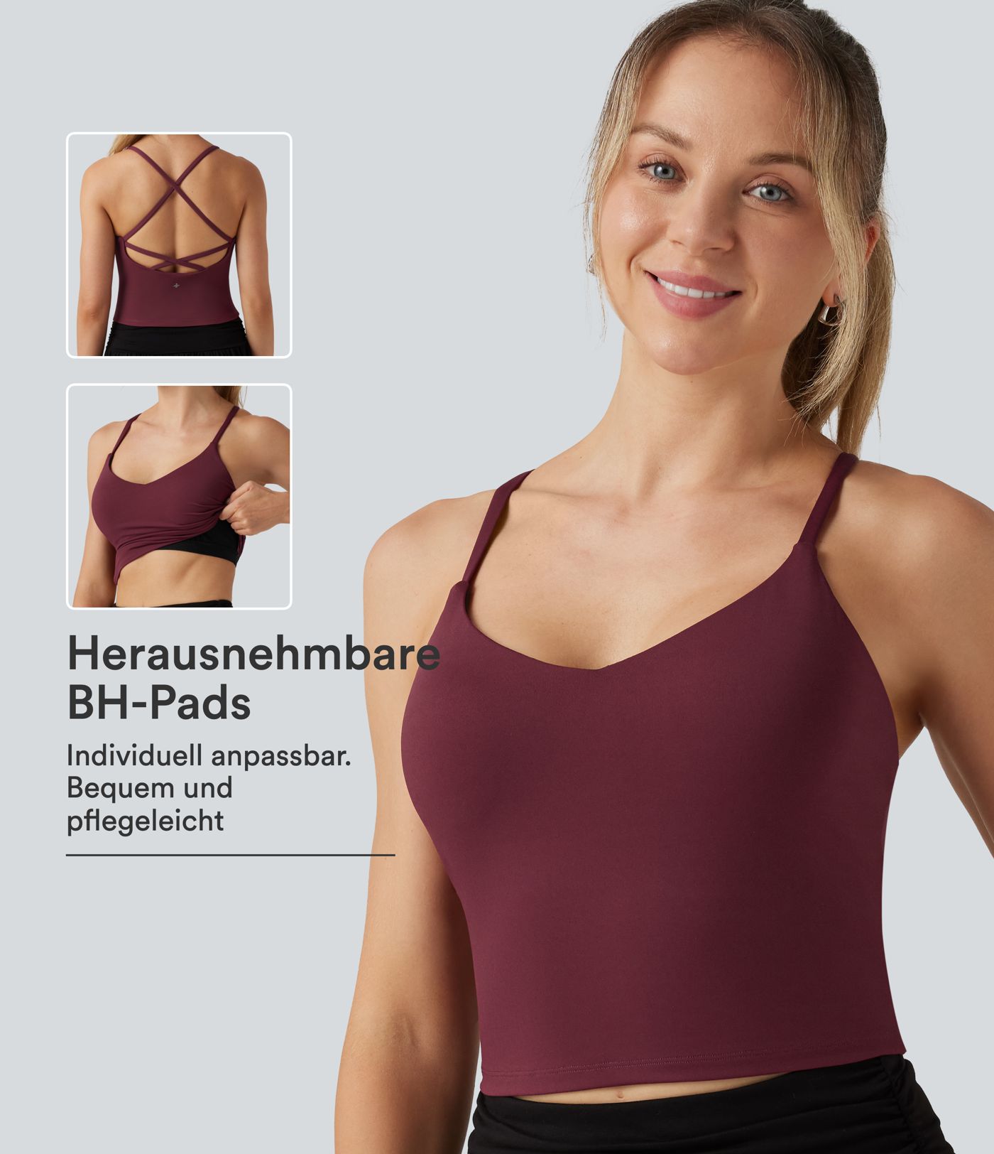 SoftlyZero™ Airy - Yoga-Tanktop mit V-Ausschnitt, integriertem BH, überkreuztem Rückenausschnitt und InstantCool SoftlyZero™ Airy - Yoga-Tanktop mit V-Ausschnitt, integriertem BH, überkreuztem Rückenausschnitt und InstantCool