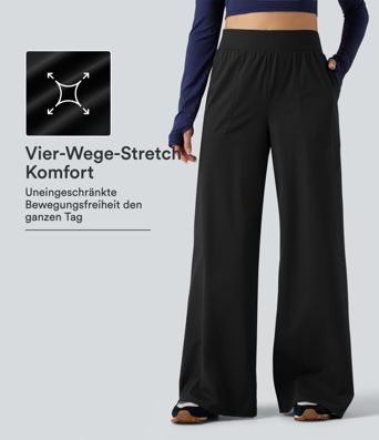 Tanzhose mit hohem Bund, Seitentaschen, InstantCool und weitem Bein - schnelltrocknend, UPF40+