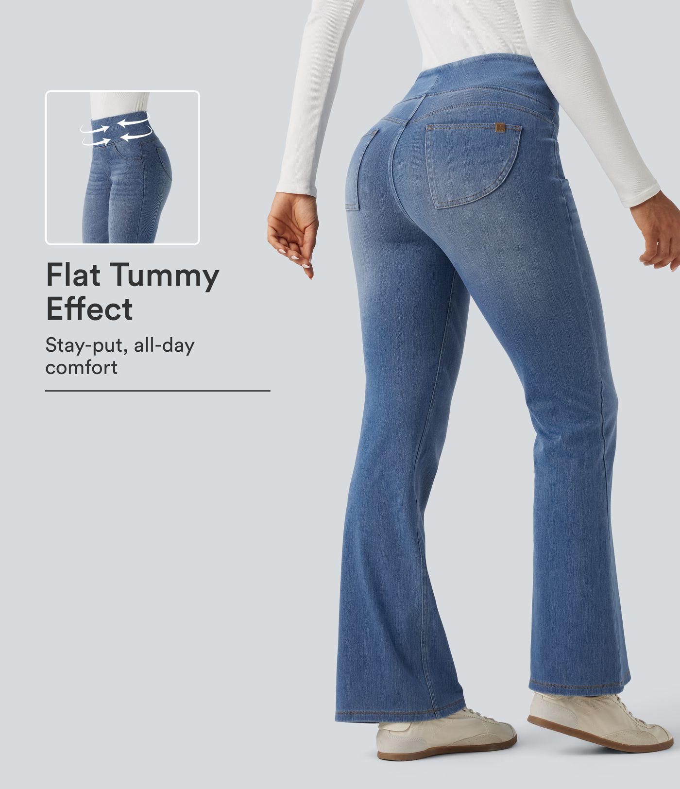Halara Flex™ High Waisted Tummy Control Bootcut Casual Jeans with Pockets Halara Flex™ High Waisted Tummy Control Bootcut Casual Jeans with Pockets