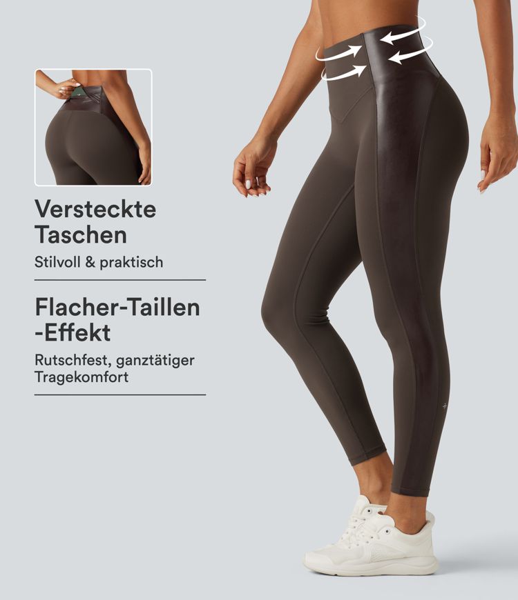 Halara UltraSculpt™ - Yoga-Leggings mit hohem Bund, Stretch-PU, Bundtasche und Bauchkontrolle Halara UltraSculpt™ - Yoga-Leggings mit hohem Bund, Stretch-PU, Bundtasche und Bauchkontrolle