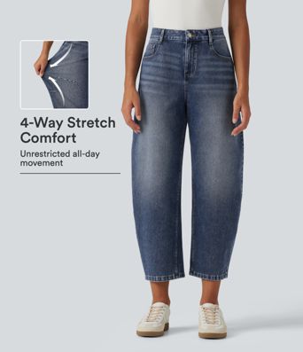 Halara Flex™ Mid Rise Barrel Leg Casual Jeans with Pockets