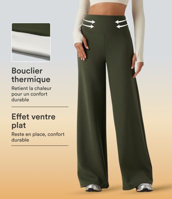 Pantalon de yoga en polaire taille haute gainant coupe droite avec poches Pantalon de yoga en polaire taille haute gainant coupe droite avec poches