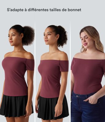 Haut de danse à épaules dénudées, manches courtes et coussinets amovibles, bonnets B à E