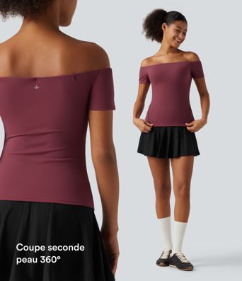 Haut de danse à épaules dénudées, manches courtes et coussinets amovibles, bonnets B à E