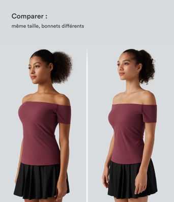 Haut de danse à épaules dénudées, manches courtes et coussinets amovibles, bonnets B à E