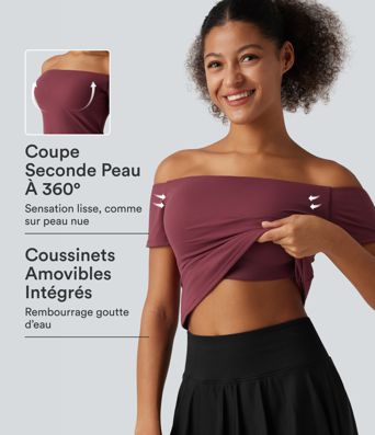 Haut de danse à épaules dénudées, manches courtes et coussinets amovibles, bonnets B à E