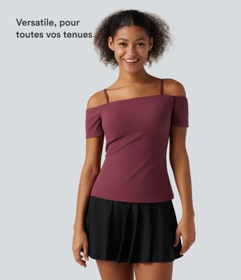 Haut de danse à épaules dénudées, manches courtes et coussinets amovibles, bonnets B à E