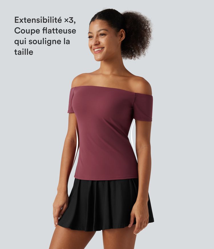 Haut de danse à épaules dénudées, manches courtes et coussinets amovibles, bonnets B à E