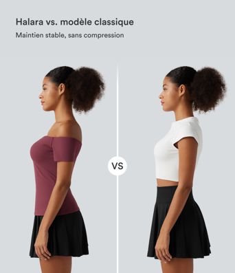 Haut de danse à épaules dénudées, manches courtes et coussinets amovibles, bonnets B à E