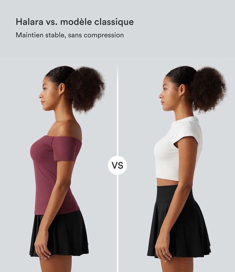 Haut de danse à épaules dénudées, manches courtes et coussinets amovibles, bonnets B à E