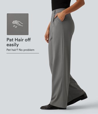Patitoff™ 2.0 Pet Hair Resistant High Waisted Straight Leg Work Pants with Pockets
