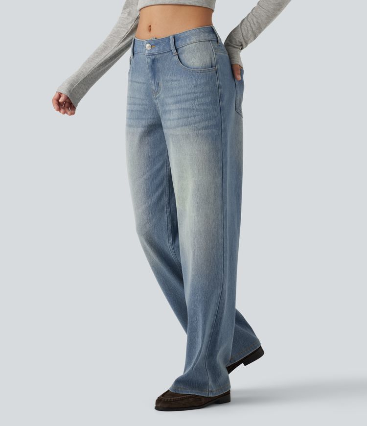 Halara Flex™ Low Rise Straight Leg Casual Jeans with Pockets