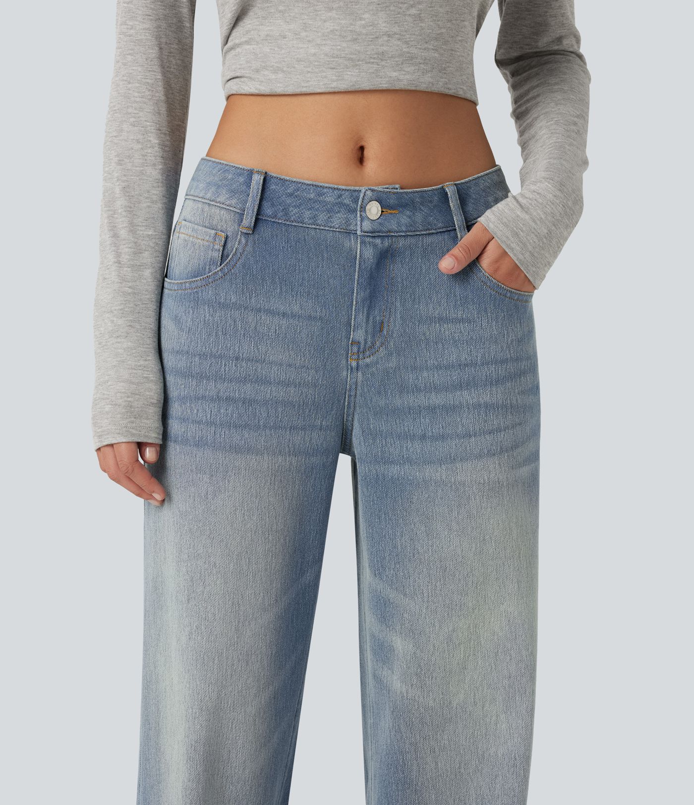 Halara Flex™ Low Rise Straight Leg Casual Jeans with Pockets