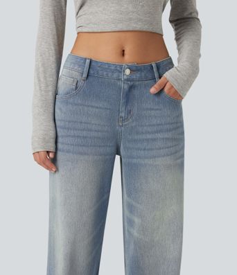 Halara Flex™ Low Rise Straight Leg Casual Jeans with Pockets