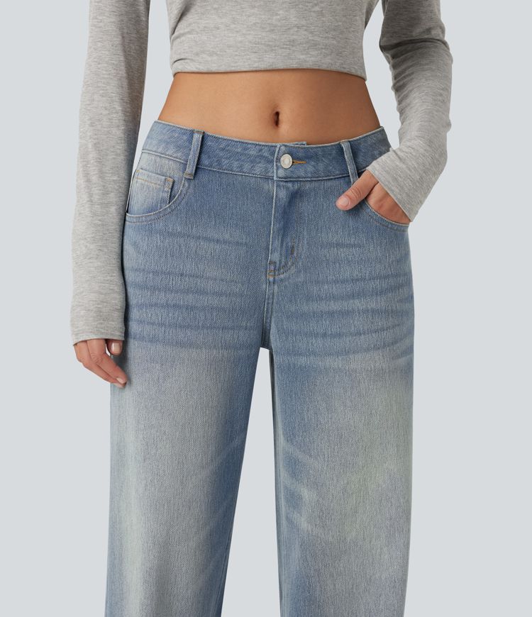 Halara Flex™ Low Rise Straight Leg Casual Jeans with Pockets