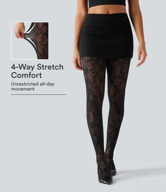 SoftlyZero™ High Waisted Contrast Lace Skinny Leggings SoftlyZero™ High Waisted Contrast Lace Skinny Leggings