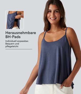 Lässiges Tanktop mit Rundhalsausschnitt und integriertem BH