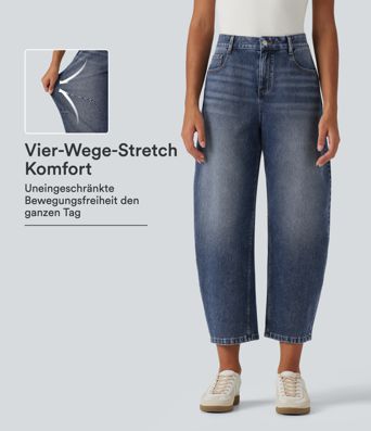 Halara Flex™ - Lässige Jeans mit mittelhohem Bund, mehreren Taschen und geschwungenem Bein