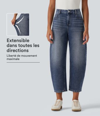 Jean Halara Flex™ taille mi-haute coupe barrel avec poches Jean Halara Flex™ taille mi-haute coupe barrel avec poches