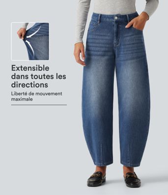 Jean Halara Flex™ taille mi-haute coupe barrel avec poches Jean Halara Flex™ taille mi-haute coupe barrel avec poches