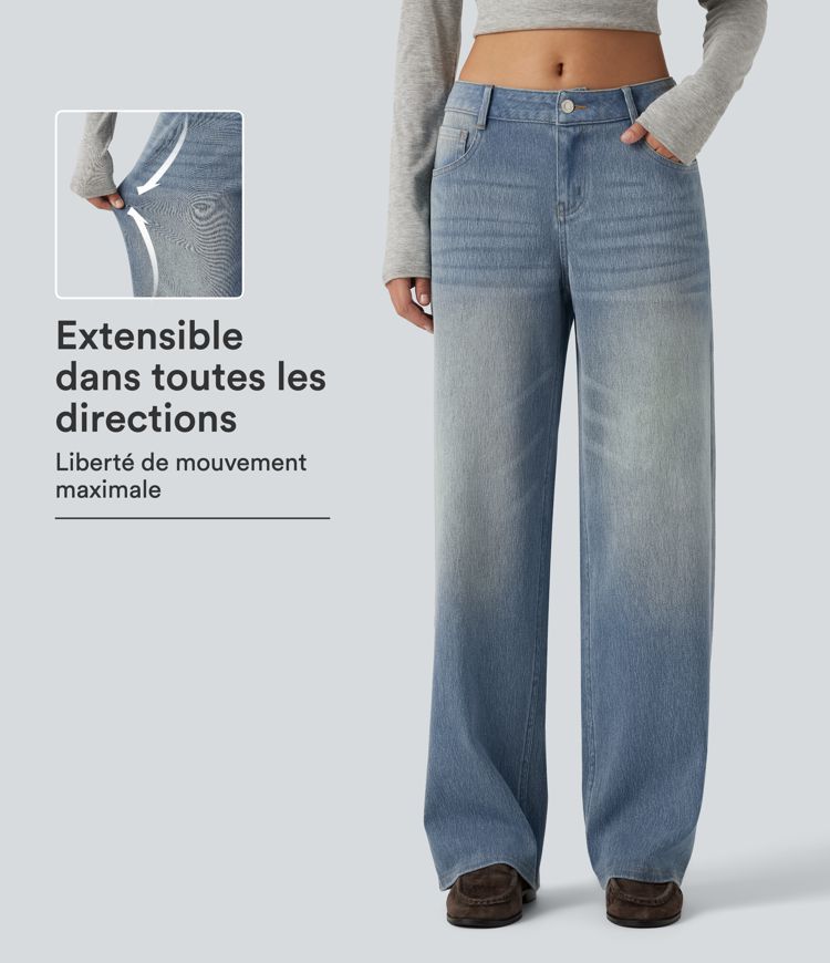 Jean droit Halara Flex™ taille basse avec poches Jean droit Halara Flex™ taille basse avec poches