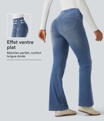 Jean bootcut Halara Flex™ taille haute gainant avec poches Jean bootcut Halara Flex™ taille haute gainant avec poches