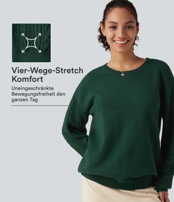 Büro-Pullover mit Rundhalsausschnitt und langen Ärmeln - relaxed fit