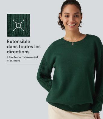 Pull de bureau à encolure arrondie et coupe décontractée Pull de bureau à encolure arrondie et coupe décontractée