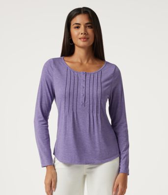 Boat Neck Pintuck Long Sleeve Curved Hem Casual Top Boat Neck Pintuck Long Sleeve Curved Hem Casual Top