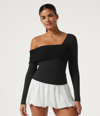 SoftlyZero™ Airy One Shoulder Asymmetric Long Sleeve Built-in Bra InstantCool Yoga Sports Top SoftlyZero™ Airy One Shoulder Asymmetric Long Sleeve Built-in Bra InstantCool Yoga Sports Top