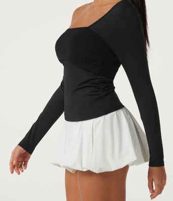 SoftlyZero™ Airy One Shoulder Asymmetric Long Sleeve Built-in Bra InstantCool Yoga Sports Top SoftlyZero™ Airy One Shoulder Asymmetric Long Sleeve Built-in Bra InstantCool Yoga Sports Top