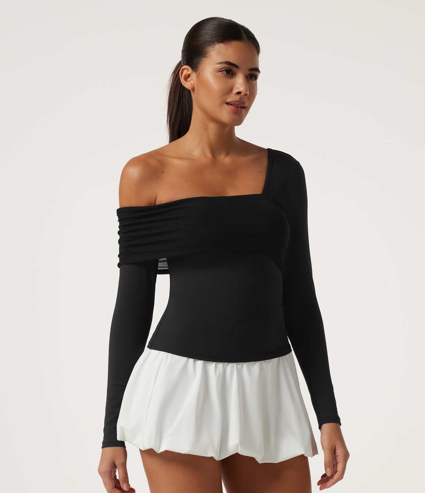 SoftlyZero™ Airy One Shoulder Asymmetric Long Sleeve Built-in Bra InstantCool Yoga Sports Top SoftlyZero™ Airy One Shoulder Asymmetric Long Sleeve Built-in Bra InstantCool Yoga Sports Top