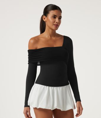 SoftlyZero™ Airy One Shoulder Asymmetric Long Sleeve Built-in Bra InstantCool Yoga Sports Top SoftlyZero™ Airy One Shoulder Asymmetric Long Sleeve Built-in Bra InstantCool Yoga Sports Top