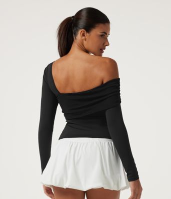 SoftlyZero™ Airy One Shoulder Asymmetric Long Sleeve Built-in Bra InstantCool Yoga Sports Top SoftlyZero™ Airy One Shoulder Asymmetric Long Sleeve Built-in Bra InstantCool Yoga Sports Top