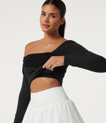 SoftlyZero™ Airy One Shoulder Asymmetric Long Sleeve Built-in Bra InstantCool Yoga Sports Top SoftlyZero™ Airy One Shoulder Asymmetric Long Sleeve Built-in Bra InstantCool Yoga Sports Top