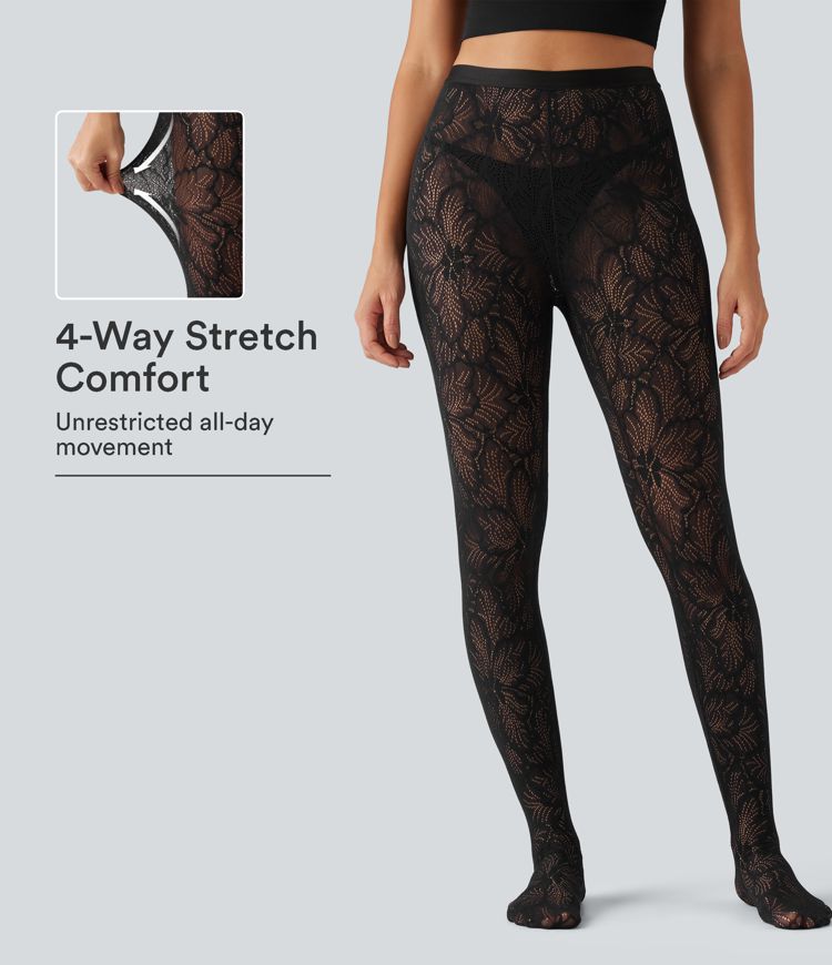 High Waisted Contrast Lace Skinny Leggings High Waisted Contrast Lace Skinny Leggings