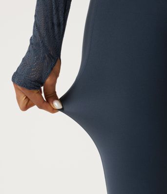 Halara UltraSculpt™ Mid Rise Drawstring Contrast Lace Flare Yoga Leggings with Pockets