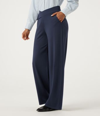 Mid Rise Crisscross Barrel Leg Work Pants with Pockets