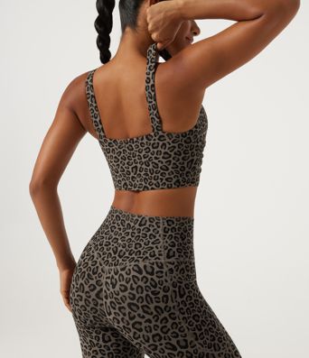 Halara UltraSculpt™ Leopard Print Light Support Molded Cups Push-Up Yoga Sports Bra