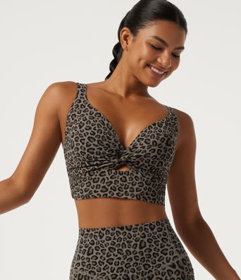 Halara UltraSculpt™ Leopard Print Light Support Molded Cups Push-Up Yoga Sports Bra
