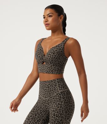 Halara UltraSculpt™ Leopard Print Light Support Molded Cups Push-Up Yoga Sports Bra