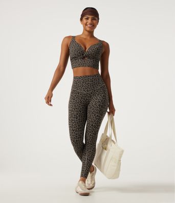 Halara UltraSculpt™ Leopard Print Light Support Molded Cups Push-Up Yoga Sports Bra