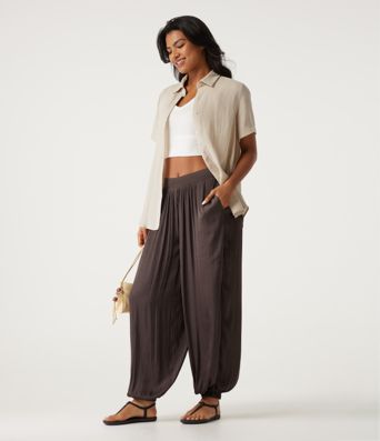 Mid Rise Ruched Casual Joggers with Pockets