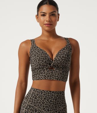 Halara UltraSculpt™ Leopard Print Light Support Molded Cups Push-Up Yoga Sports Bra