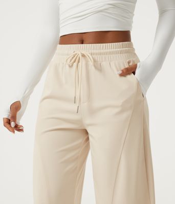 Halara DayStretch Mid Rise Kordelzug Barrel-Leg Freizeithose mit Taschen Halara DayStretch Mid Rise Kordelzug Barrel-Leg Freizeithose mit Taschen