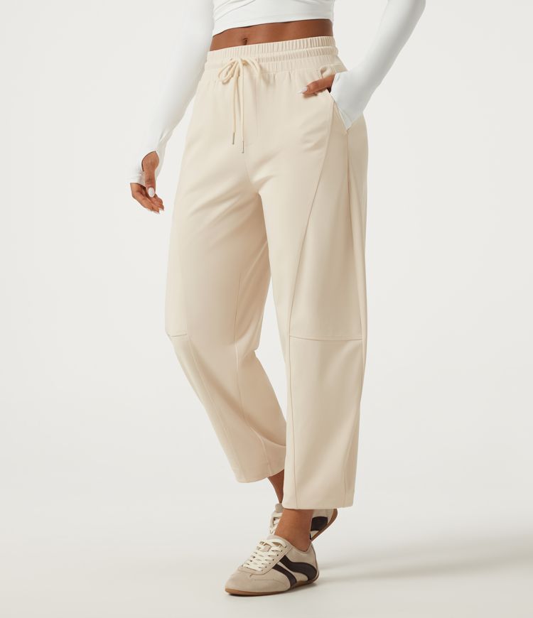 Halara DayStretch Mid Rise Kordelzug Barrel-Leg Freizeithose mit Taschen Halara DayStretch Mid Rise Kordelzug Barrel-Leg Freizeithose mit Taschen