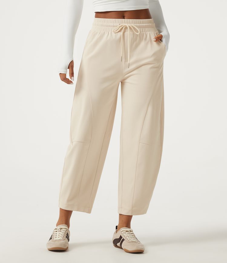Halara DayStretch Mid Rise Kordelzug Barrel-Leg Freizeithose mit Taschen Halara DayStretch Mid Rise Kordelzug Barrel-Leg Freizeithose mit Taschen