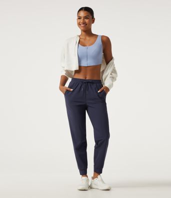 Mid Rise Drawstring Tapered Quick Dry InstantCool Running Joggers with Pockets