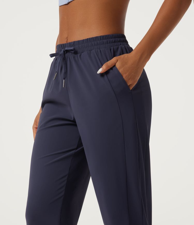 Mid Rise Drawstring Tapered Quick Dry InstantCool Running Joggers with Pockets
